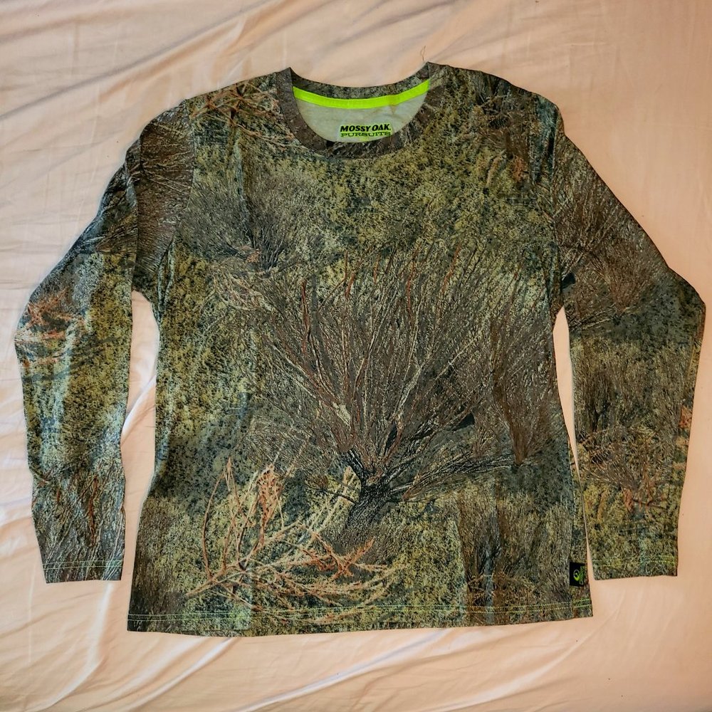 Mossy Oak Pursuits Long Sleeve Shirt Camouflage 100% Cotton Size Large